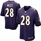 Youth Nike Baltimore Ravens #28 Terrance West Purple Team Color Stitched NFL Game Jersey
